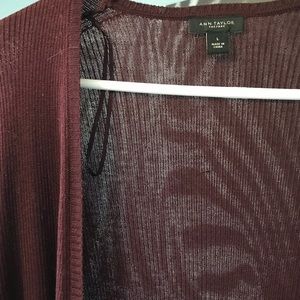 Ann Taylor Long Burgundy Cardigan